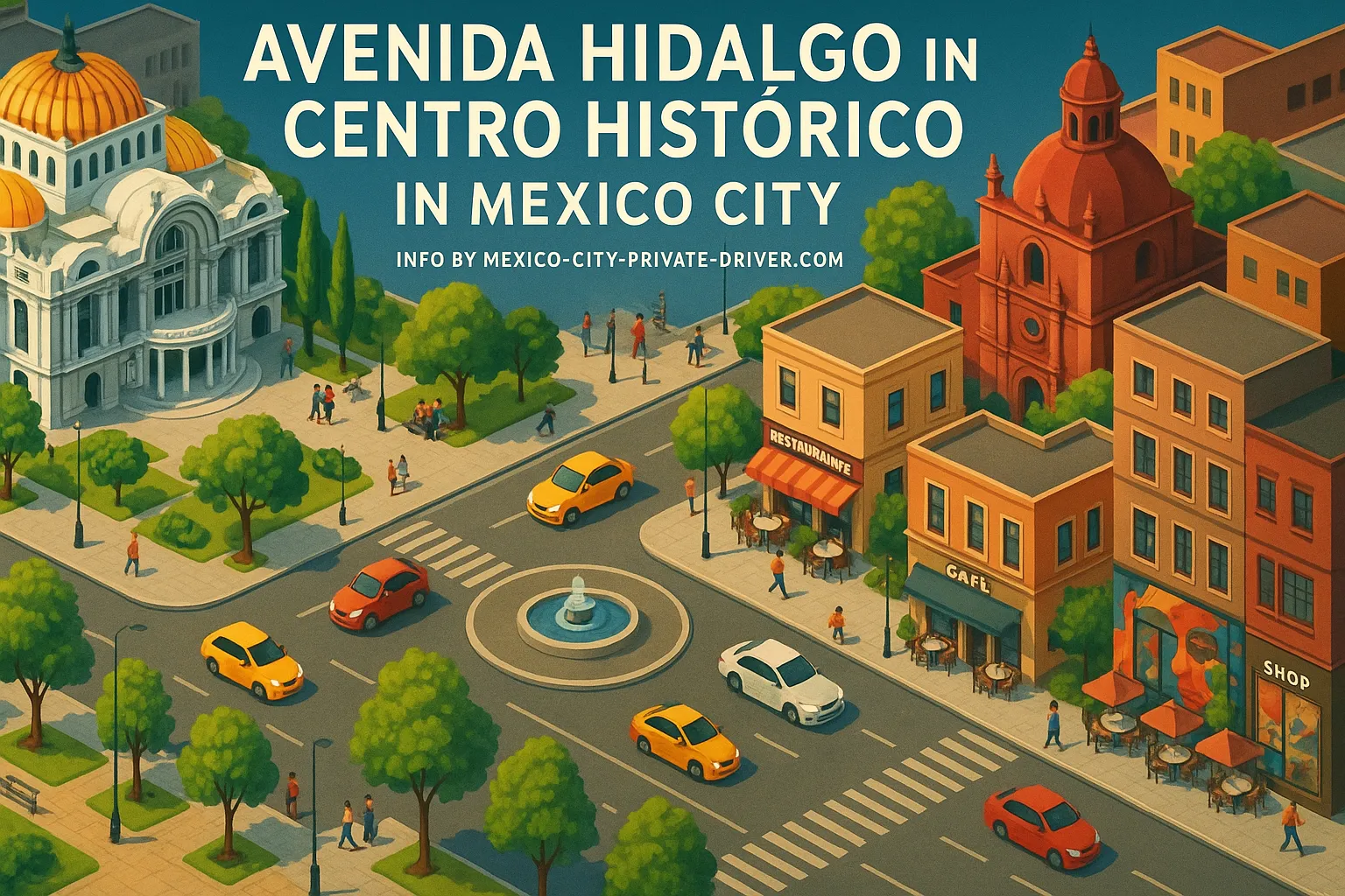 Avenida Hidalgo in Centro Histórico in Mexico City