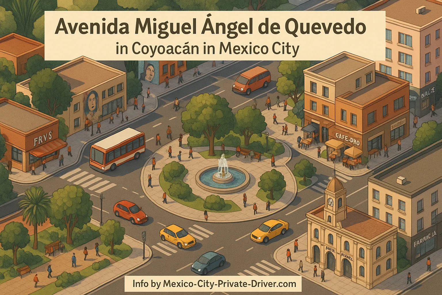 Avenida Miguel Ángel de Quevedo in Coyoacán in Mexico City