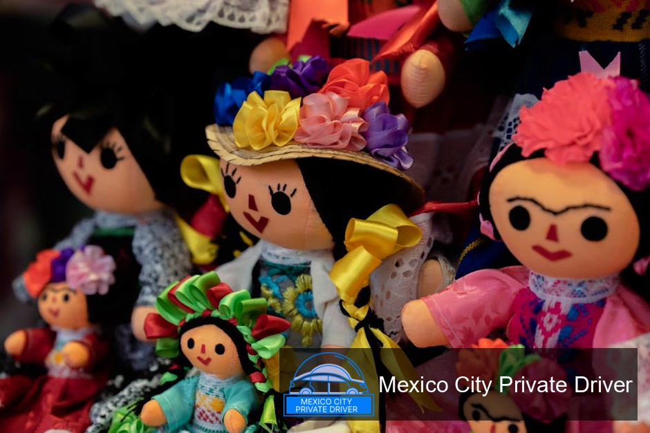 Colorful, hand-painted pottery displayed at a stall in Mercado de la Ciudadela, Mexico City.