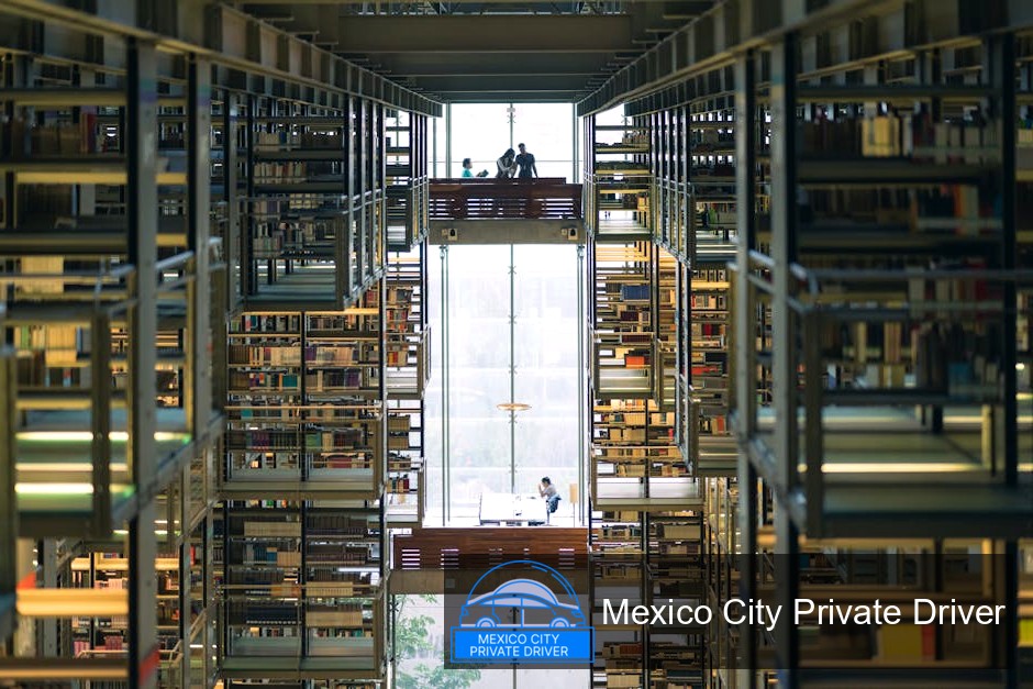 The expansive interior of Biblioteca Vasconcelos with its unique architectural features and natural light.