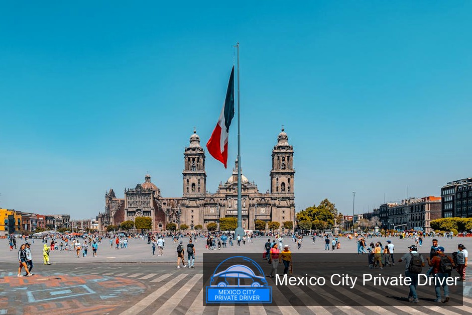 The vibrant Zócalo square in Mexico City, surrounded by colonial architecture and bustling crowds.