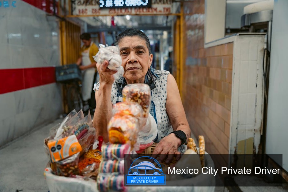Vibrant food stalls offering traditional Mexican dishes at Bazaar del Sábado, San Ángel, Mexico City.